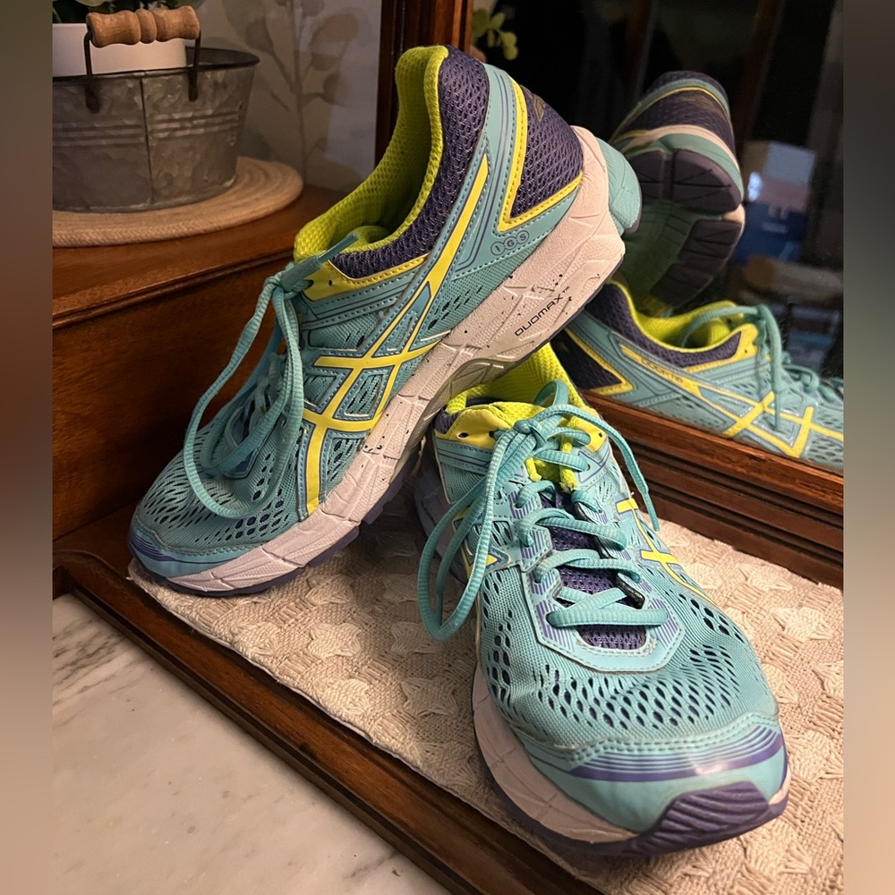 ASICS Classic‎ GT-1000 Athletic Running Sneakers Teal Yellow Purple Wms Sz 9.5